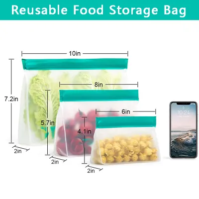 Reusable Refrigerated PEVA Stand Up Food Storage Bags - Simple Style, Degradable, Multiple Sizes