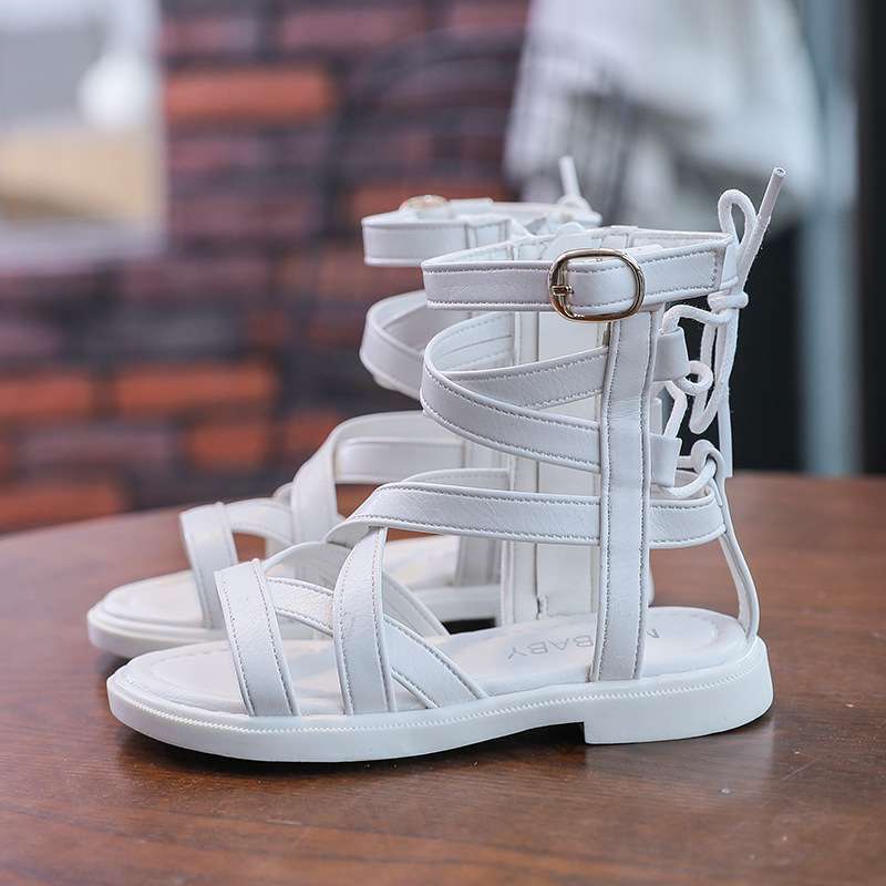 Wholesale Girls Summer Tall Tube Lace-up Sandals