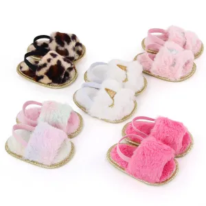 Baby Girls Coral Velvet Indoor Soft Soled Sandals