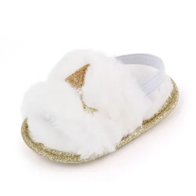 Baby Girls Coral Velvet Indoor Soft Soled Sandals
