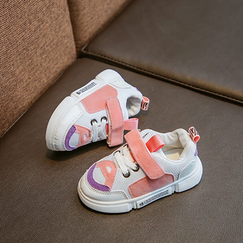 Wholesale Kids Fashion Color Blocking Velcro Design Sneakers