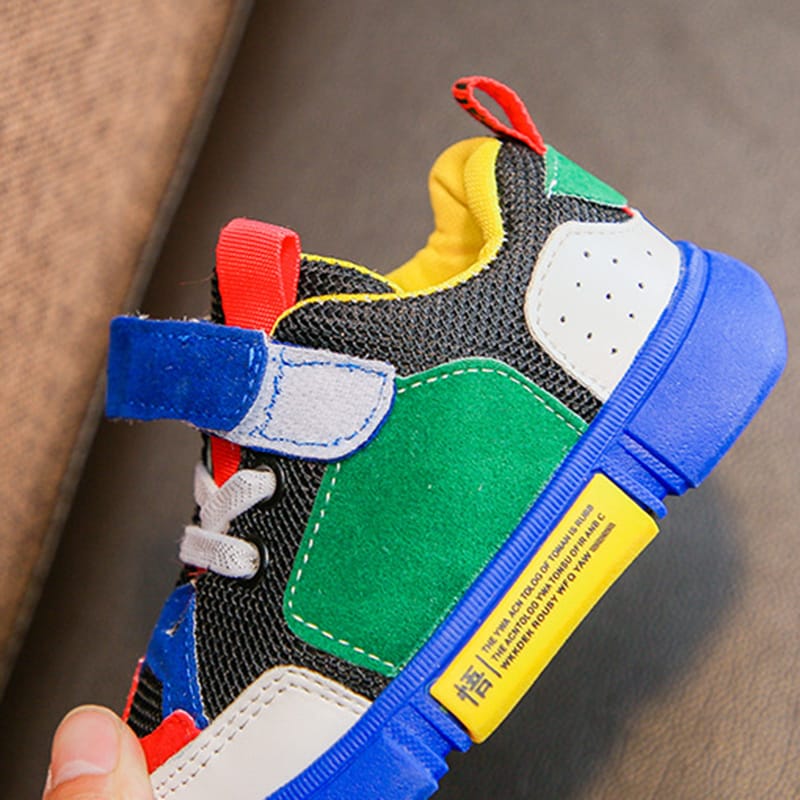 Wholesale Kids Fashion Color Blocking Velcro Design Sneakers