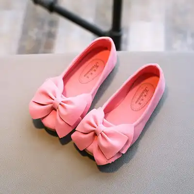 Girls Fashion Solid Color Suede Bowknot Flats TPR Sole