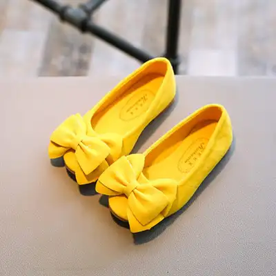Girls Fashion Solid Color Suede Bowknot Flats TPR Sole