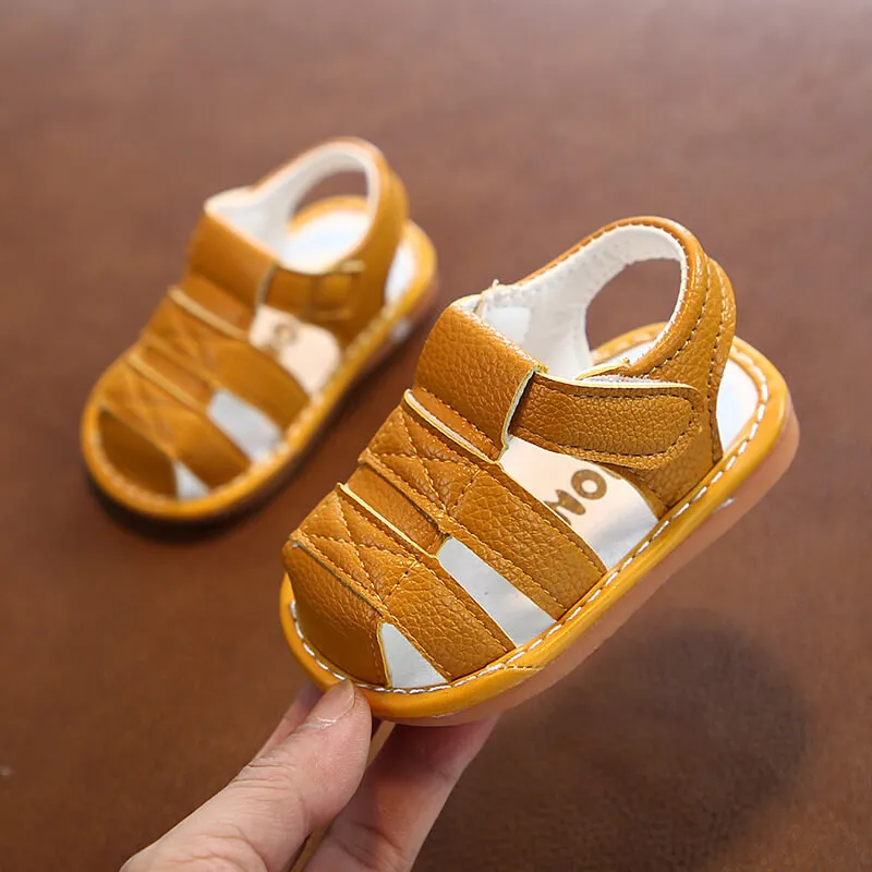 Baby Simple Solid Color Sandals Unisex PU Kids Boys Shoes