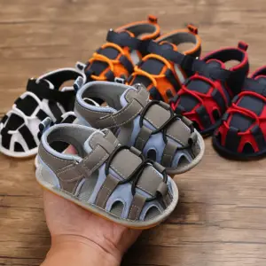 Boys Fashion Non-slip Velcro Walkers Low Top PU Shoes