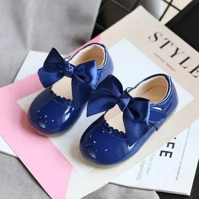 Girls Elegant Bow Decorated Flat Shoes Low Top Solid Color