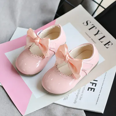 Girls Elegant Bow Decorated Flat Shoes Low Top Solid Color