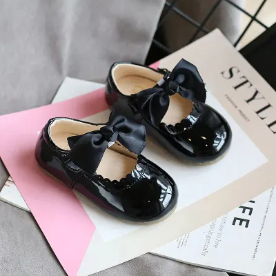 Girls Elegant Bow Decorated Flat Shoes Low Top Solid Color