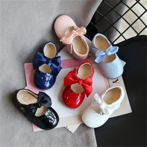 Girls Elegant Bow Decorated Flat Shoes Low Top Solid Color