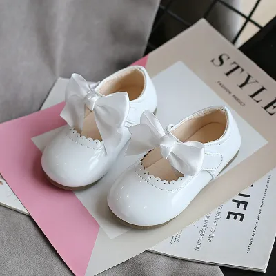 Girls Elegant Bow Decorated Flat Shoes Low Top Solid Color