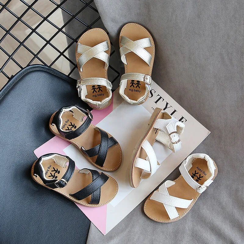 Girls Fashion Cross Vamp Design Comfortable Sandals