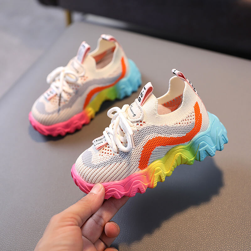 Wholesale Kids Fashion Multicolor Rubber Sole Sneakers