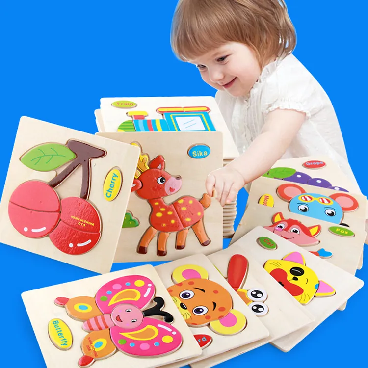 Kids Wooden Puzzle Toys 15x15cm Brain Game Educational Toy for Children