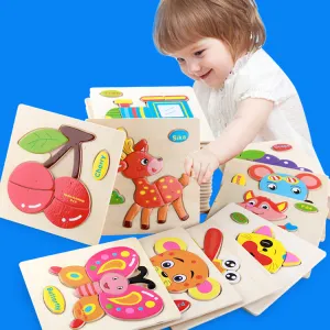 Kids Wooden Puzzle Toys 15x15cm Brain Game Educational Toy for Children