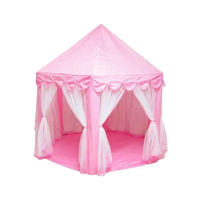 Kids Indoor Outdoor Playhouse Castle Tent Portable Peach Skin Velvet Fabric