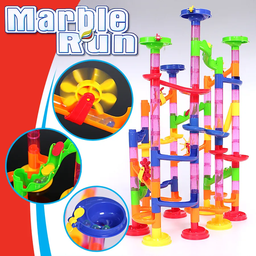 Plastic 3D Educational Marble Run Block Set Kids Toys Orbital Ball Blocks Building Kit