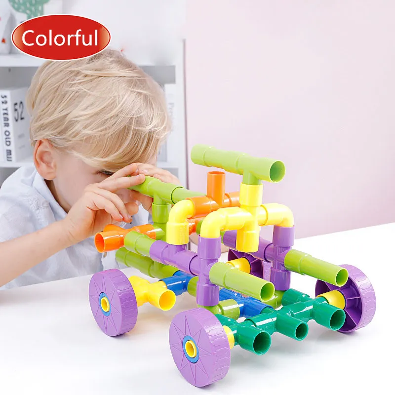 72pcs/set Colorful Plastic Large Particle Water Pipe Plug Building Blocks - STEM Kids Toys