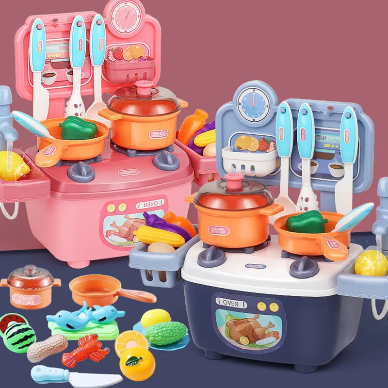 Children Kitchen Simulation Cooking Toy Pretend Play Educational Learning Set