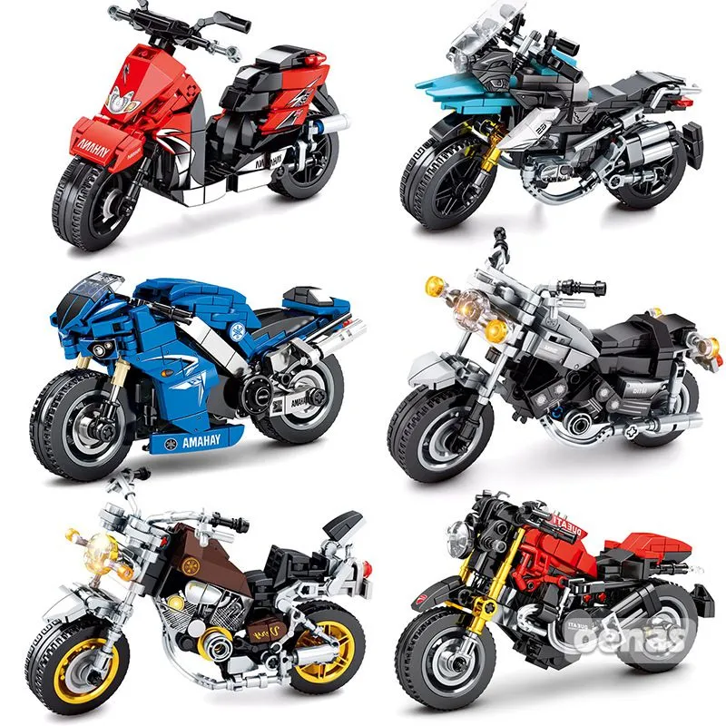 Boys Motorcycle Vehicle Building Blocks Toys for Kids - Plastic Small Particle Set