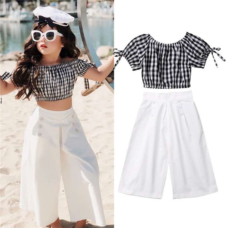Girl's Red & Black Check Print Crop Top - LYUSH KIDS