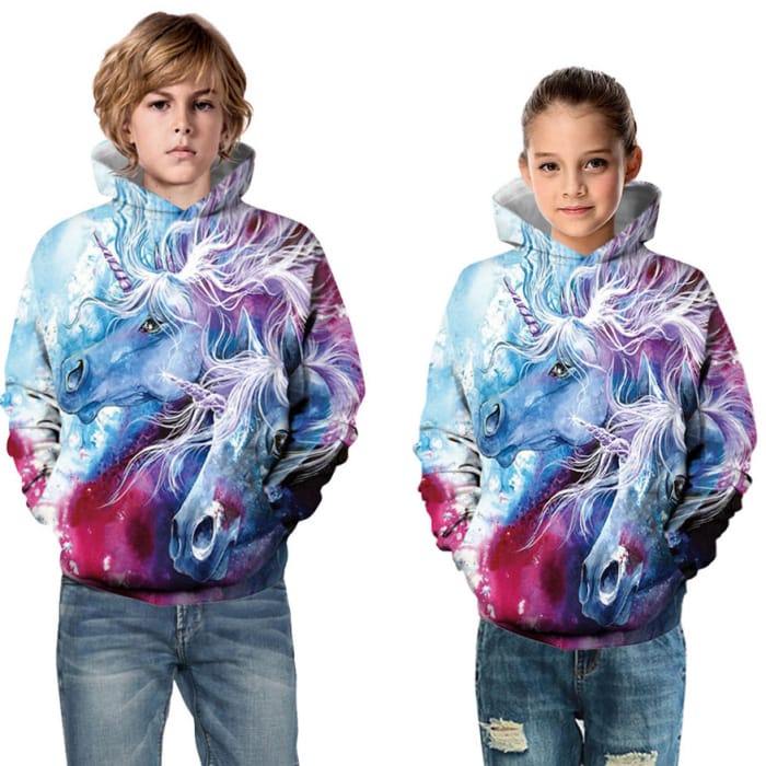 Wholesale Kids Big Pattern Printed Hooded Sweatshirt