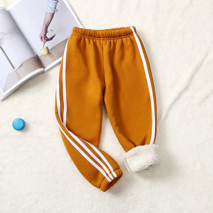 Wholesale Kids Pure Color Stripe Design Thickened Jogger Pants