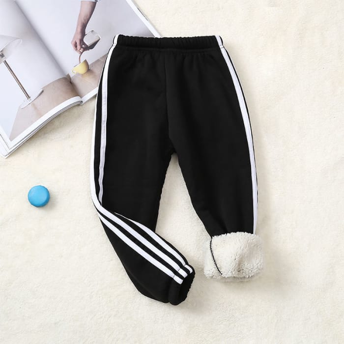Wholesale Kids Pure Color Stripe Design Thickened Jogger Pants