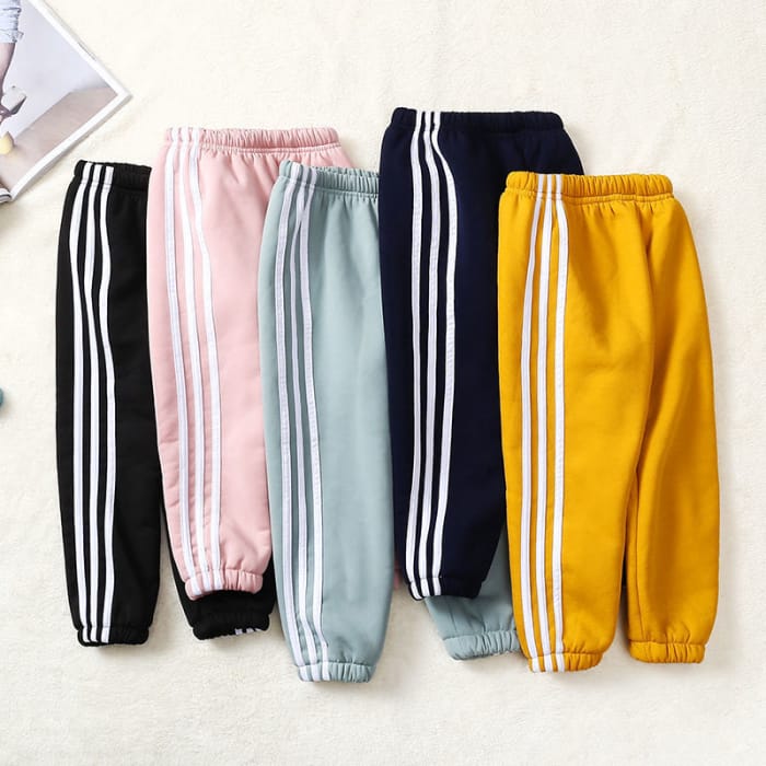★関税込★YOUTHBATH★Color matching banding jogger pants★ Wholesale Kids Pure Color Stripe Design Thickened Jogger Pants