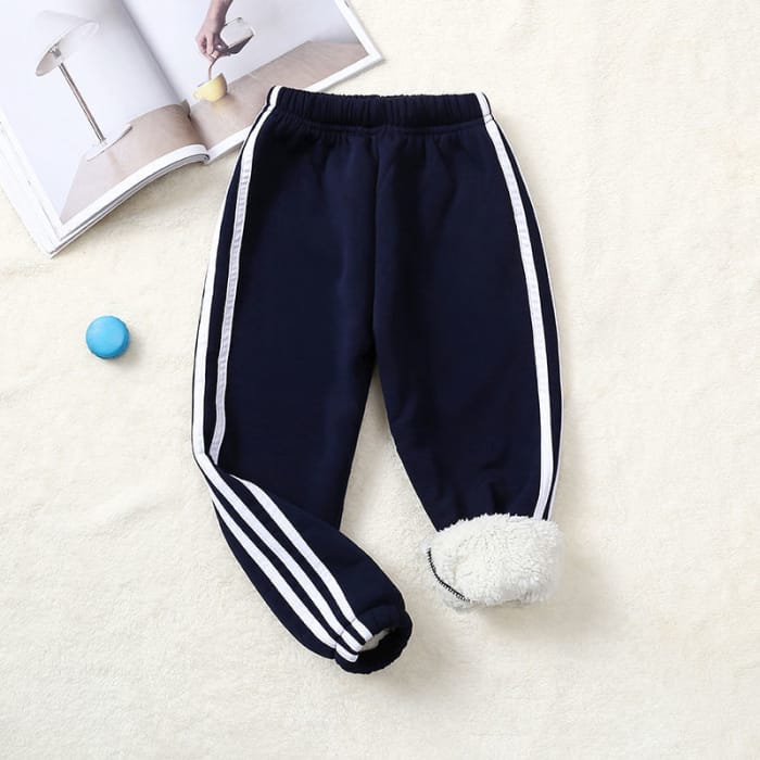 Wholesale Kids Pure Color Stripe Design Thickened Jogger Pants