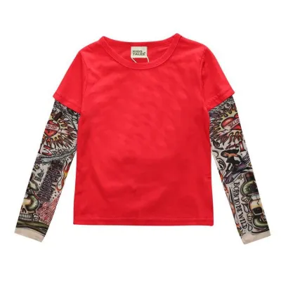 Mesh Tattoo Printed Sleeve Boys T-shirt for Kids Baby Boys Clothing(0-3T)