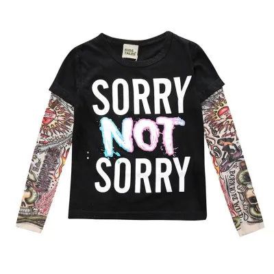 Mesh Tattoo Printed Sleeve Boys T-shirt for Kids Baby Boys Clothing(0-3T)