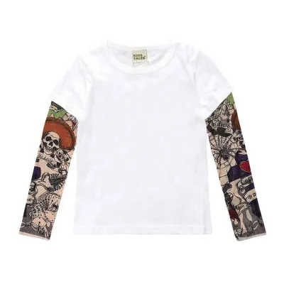 Mesh Tattoo Printed Sleeve Boys T-shirt for Kids Baby Boys Clothing(0-3T)