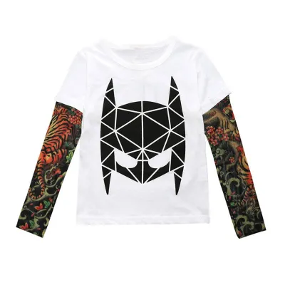 Mesh Tattoo Printed Sleeve Boys T-shirt for Kids Baby Boys Clothing(0-3T)