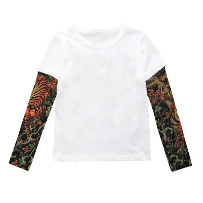 Mesh Tattoo Printed Sleeve Boys T-shirt for Kids Baby Boys Clothing(0-3T)