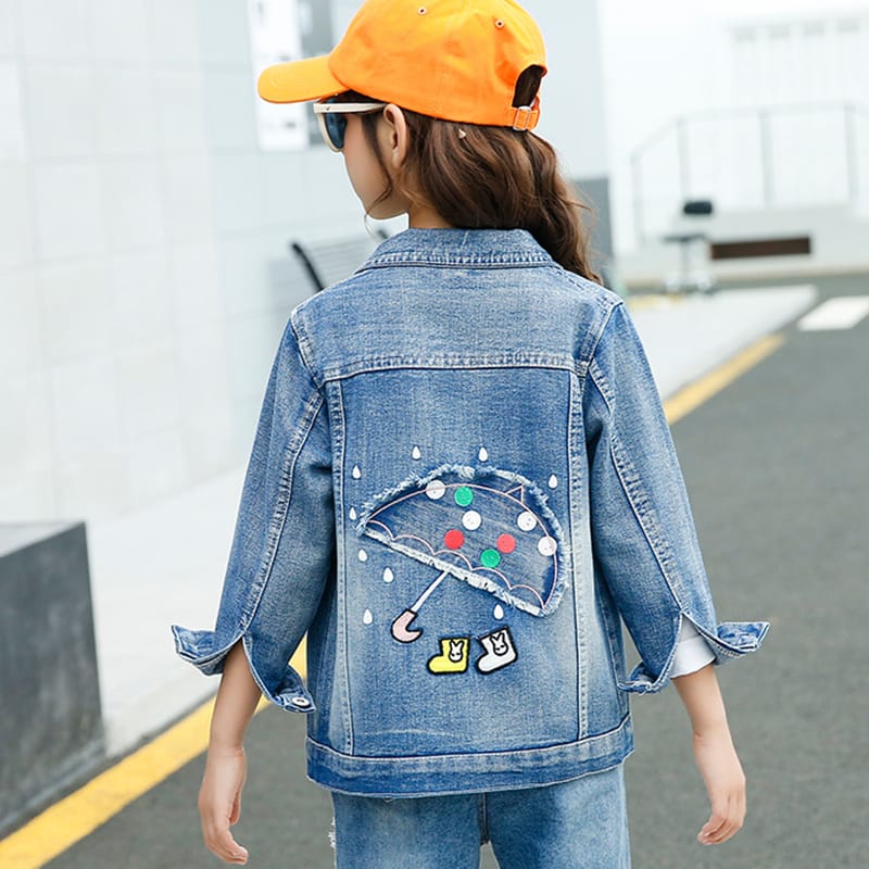 Wholesale Girls Fashion Umbrella Pattern Denim Jacket