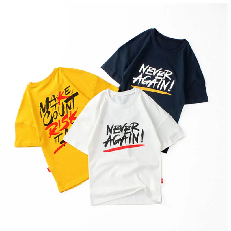 Boys Fashion Round Neck Short Sleeve Cartoon Letter Printed T-shirt