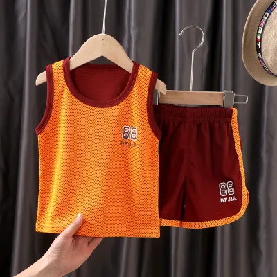 Boys Fashion Sleeveless Breathable Tops Shorts Set Sports Summer