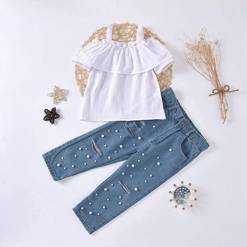 トップス son and daughter setup Toddler Girls Sleeveless Floral Tank Top And Skort 2-Piece