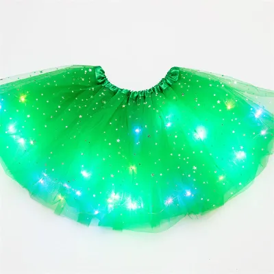 Girls Creativity Sequins Led Luminous Fluffy Tutu Skirt