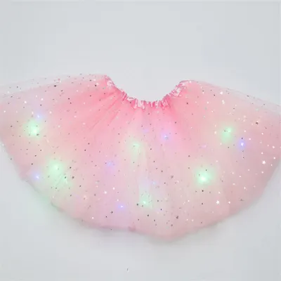 Girls Creativity Sequins Led Luminous Fluffy Tutu Skirt