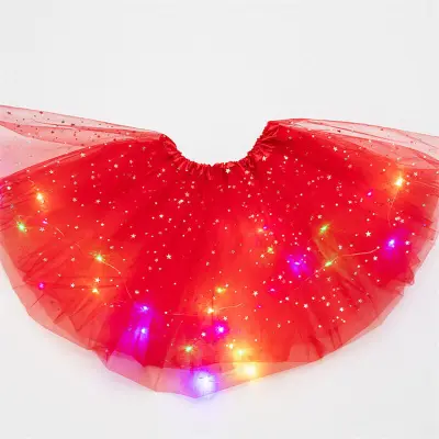 Girls Creativity Sequins Led Luminous Fluffy Tutu Skirt
