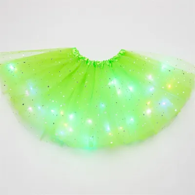 Girls Creativity Sequins Led Luminous Fluffy Tutu Skirt