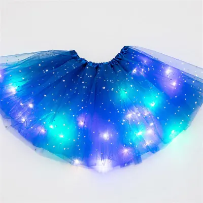 Girls Creativity Sequins Led Luminous Fluffy Tutu Skirt