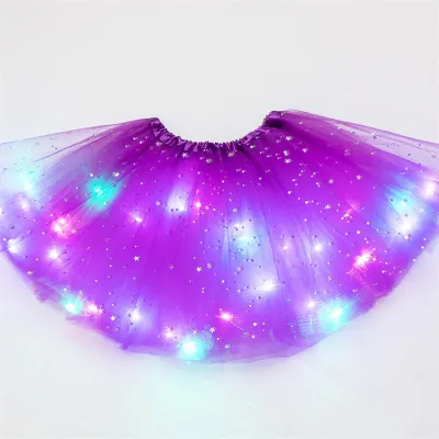 Girls Creativity Sequins Led Luminous Fluffy Tutu Skirt