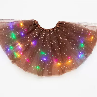 Girls Creativity Sequins Led Luminous Fluffy Tutu Skirt