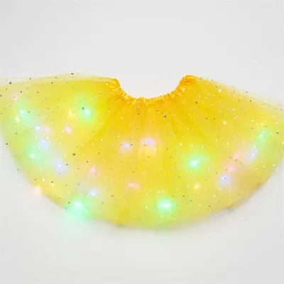 Girls Creativity Sequins Led Luminous Fluffy Tutu Skirt