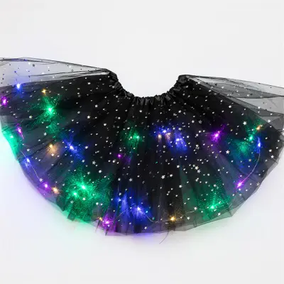 Girls Creativity Sequins Led Luminous Fluffy Tutu Skirt