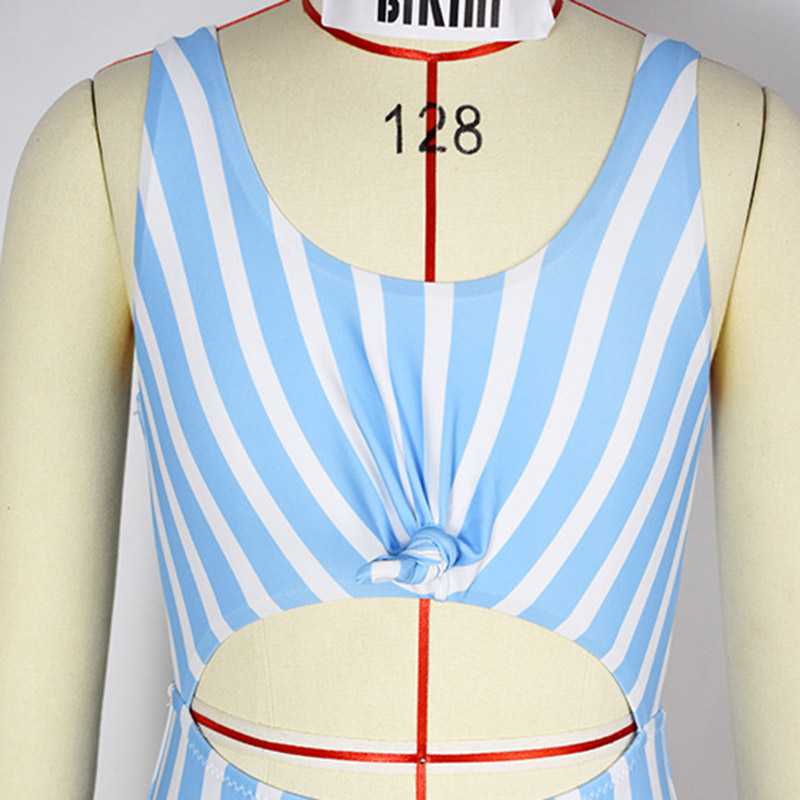 Wholesale Girls Fashion Striped Cropped One-piece Swimsuit