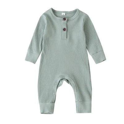 Baby Boys Solid Color Cotton Jumpsuit Toddler Romper 0-3T